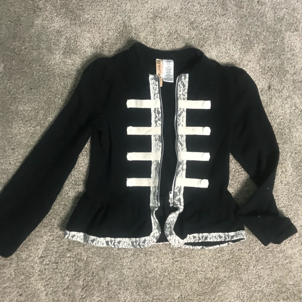 Black & white lace military romantic jacket